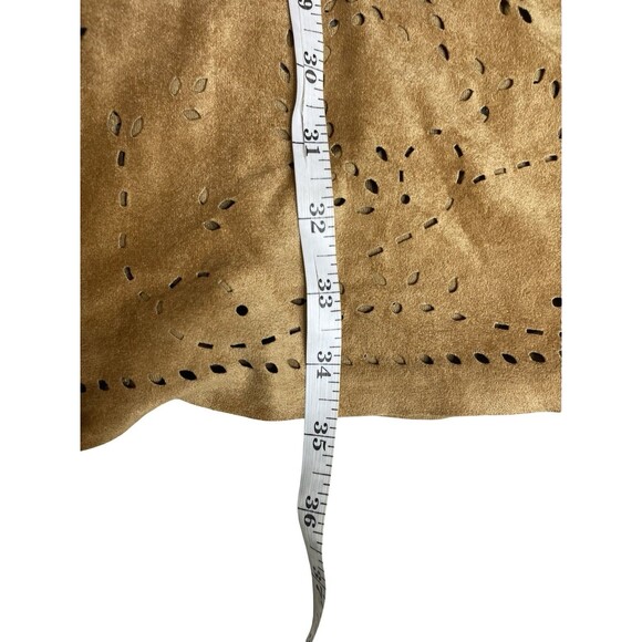 Vintage Avenue Suede Long  Skirt Fall Cut out detail Women size 14 / 16 - Picture 5 of 9